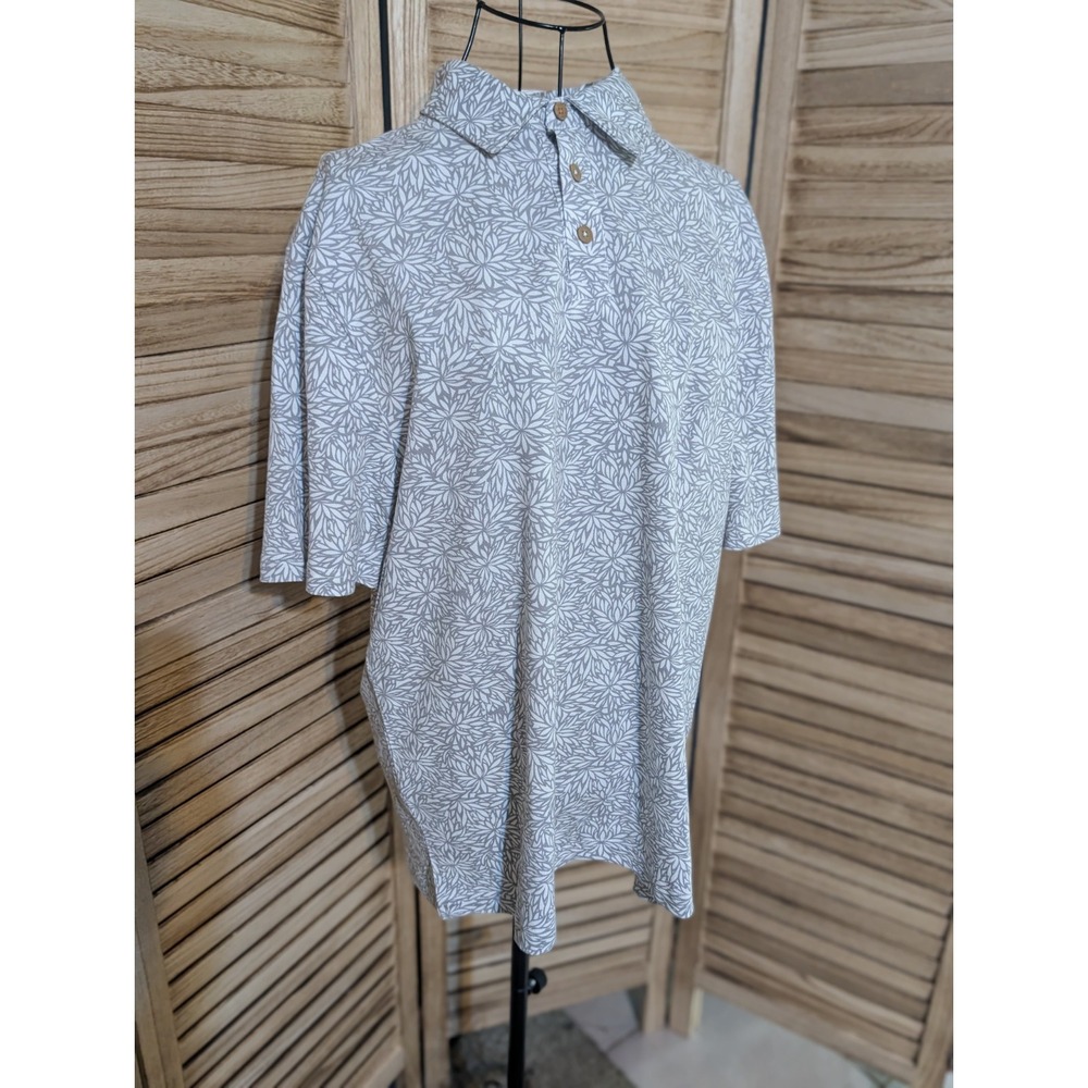 NWT $69 Rainforest Polo Men's Shirt Gray White short Sleeve size Small